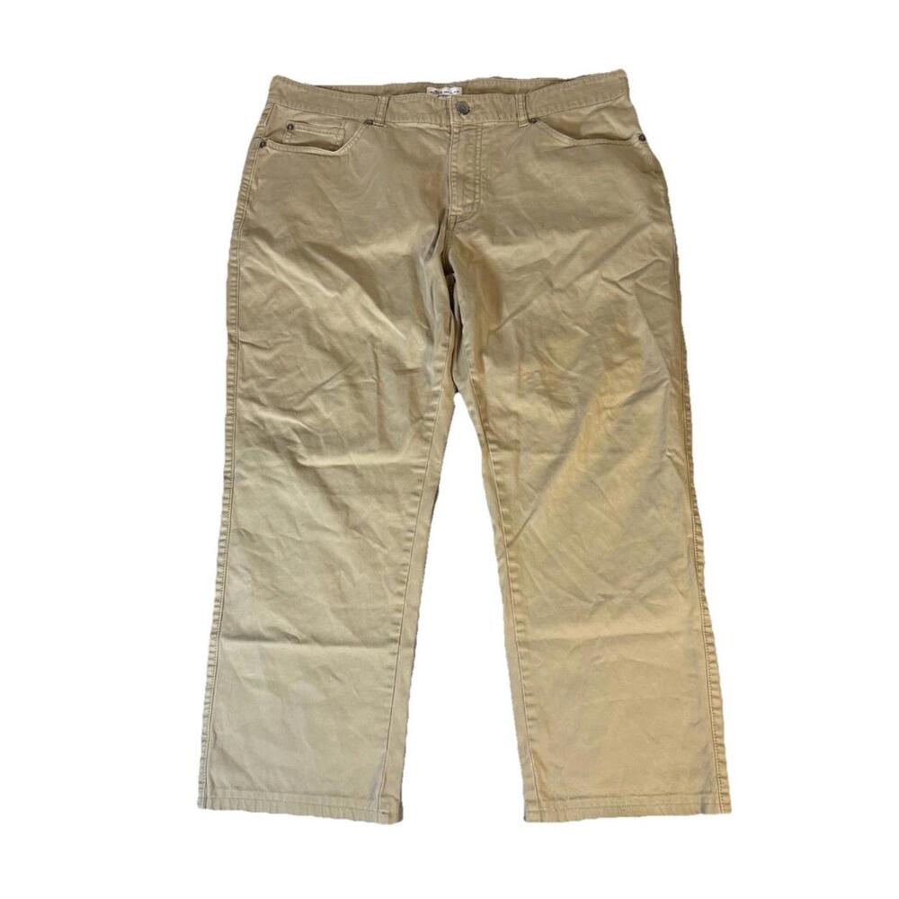 PETER MILLAR ULTIMATE SATEEN 5 POCKET Mens 38x26 Khaki Stretch Flat Front Pants‎